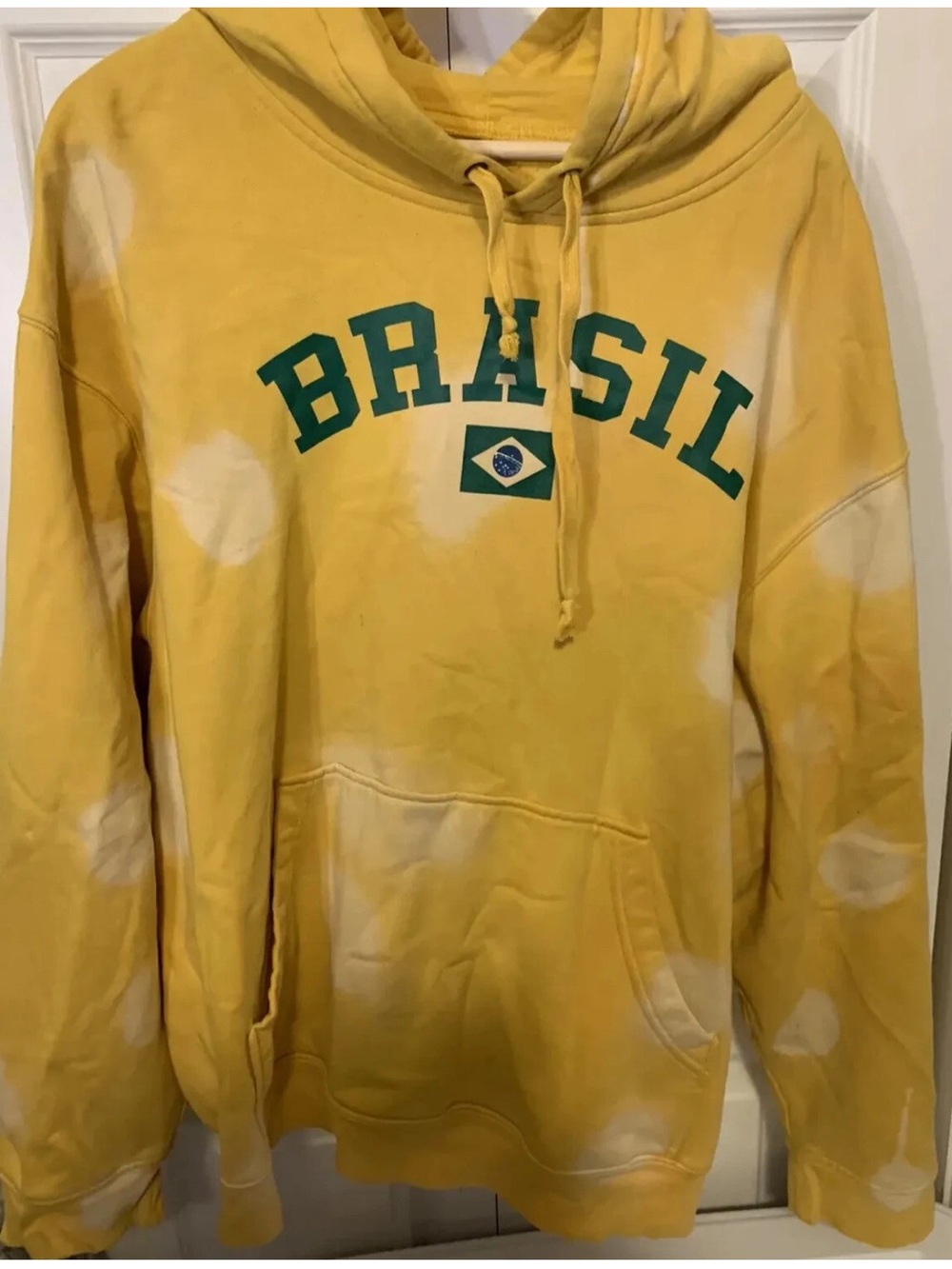 Simply For Sports Brasil Mens Sz XXL Pullover Hoodie Yellow Brazil Pocket Yellow